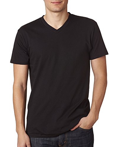 Hanes Men's Cotton Nano V-Neck T-Shirt,Black,3X