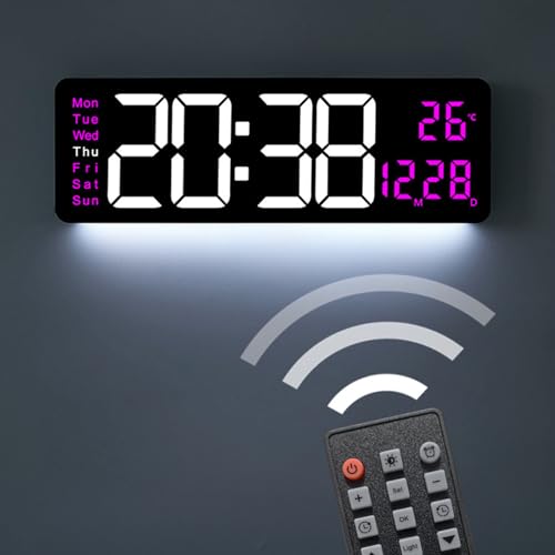 Horloge murale numérique avec télécommande pour salon et bureau
