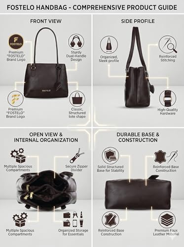 Image of Fostelo Women's Zita Luxe Tote Handbag for Women | Hobo Bag for Work | Ladies Purse | Stylish Shoulder Bag | Gift For Women