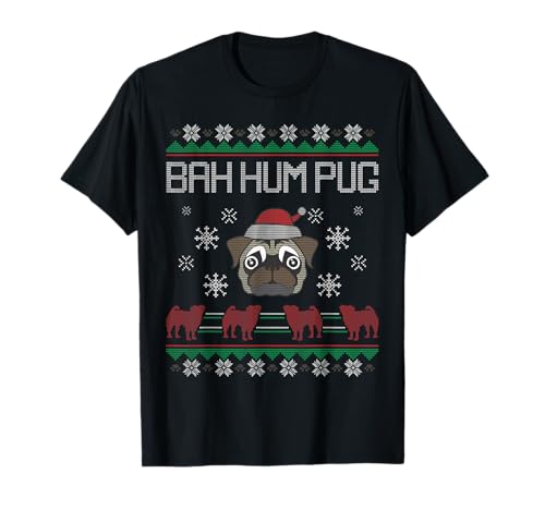 Ba Hum Pug Pugly Pug Santa Claus Dog Ugly Christmas Sweater T-Shirt