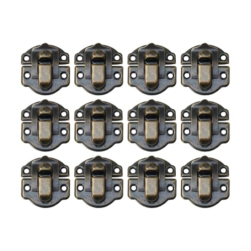 Robusta chiusura a scatto per portagioie e custodie decorative, serratura in metallo retrò per varie applicazioni (bronzo, 12 pezzi)