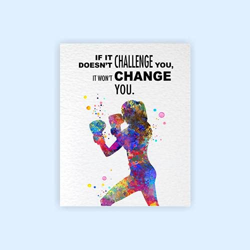 Dignovel Studios 8X10 Unframed Boxing Training Workout Exercise Woman Girl Challenge Change You Inspirational Quotes Words Saying Wisdom Watercolor Art Print Home Decor Dn558 #TOP1