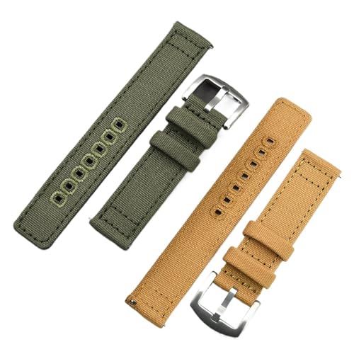 Bracelet montre nylon 22mm vert résistant à l'eau pour homme