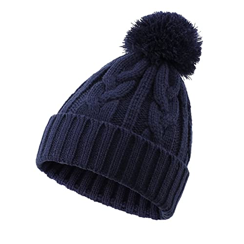 Llmoway Winter Warm Knit Beanie Cap For Toddler Infant Girls Kids Cuffed Crochet Pom Hat Navy Blue #TOP5