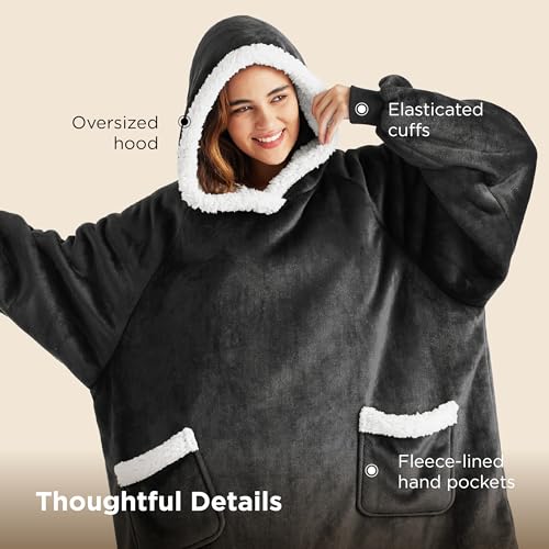 Bedsure Sherpa Wearable Blanket Hoodie — Flannel-Lined Oversized Hoodie Blanket — view 7