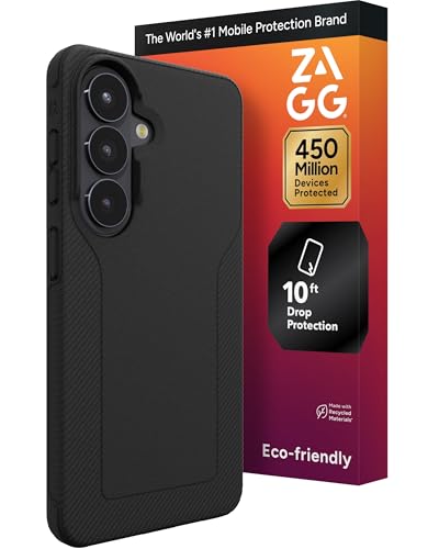 ZAGG Luxe Samsung Galaxy S26 Case - Black, 10ft Drop Protection Graphene Reinforced, Eco-Friendly Slim Protective Cover, Lightweight Non-Slip Grip Phone Case, Recycled Materials