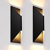 LEONLITE Dimmable LED Up Down Wall Light, 100-277V, CRI 90+, IP65 Waterproof, 10%-100% Dimmable for Commercial Outdoor, 14 Inch Modern Porch Light, 3000K, Pack of 2