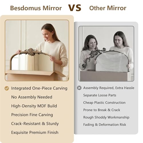 Besdomus Vintage Mirror Full Length: 21x56 French Gold Arched Full Body Mirror - Floor Antique Baroque Traditional Ornate for Entryway/Cloakroom/Bedroom/Living Room - Home Decor for Fashion-Conscious by Besdomus - Used condition - Image 8
