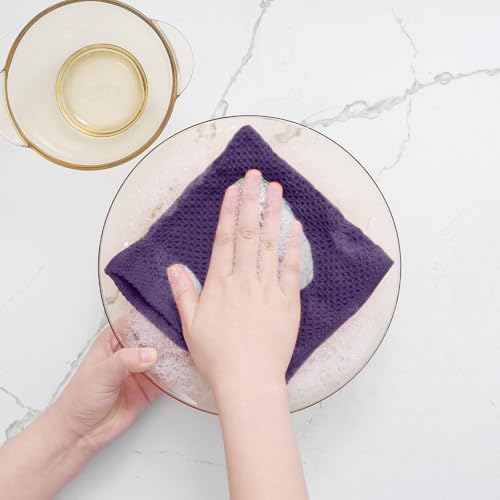Image of Homaxy 100% Cotton Waffle Weave Kitchen Dish Cloths, Ultra Soft Absorbent Quick Drying Dish Towels, 12 x 12 Inches, 6-Pack, Eggplant