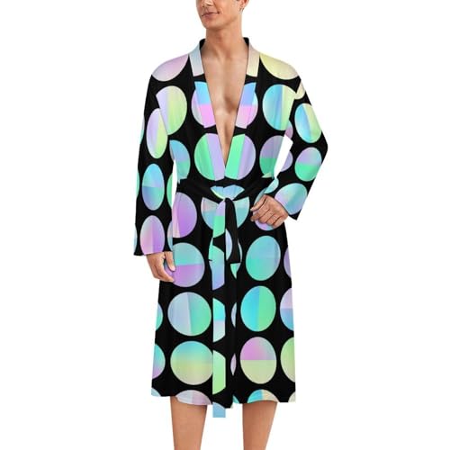 Peignoir de bain homme douche kimono léger confortable imprimé pois irisés