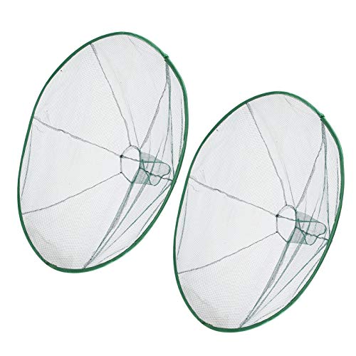 Keenso Lot de 2 Filets de pêche circulaires Pliables et rétractables de 80 cm, en Nylon Haute résistance, pour crevettes flottantes