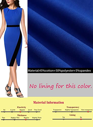 Image of VFSHOW Womens Pleated Crew Neck Front Split Work Business Office Party Bodycon Pencil Sheath Dress