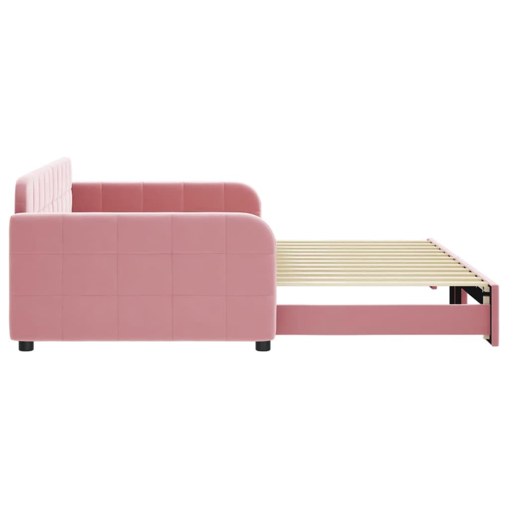 Générique Lit de Jour avec lit gigogne Rose 100x200 cm Velours,Meubles,Lits & Accessoires,Lits & Cadres de lit,3196939
