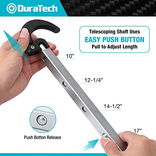 Duratech 10"-17" Telescoping Basin Wrench With 1-3/8" To 2-1/2" Large Jaw Capacity & Tub Drain Remover Wrench Aluminum Alloy Drain Removal Tool, Dual Ended #TOP2