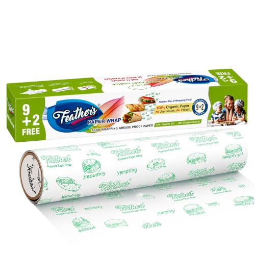 Image of Feather's Multipurpose Food Wrapping Paper Eco-Friendly Food Grade Butter Paper Food Storage Roll for Sandwich, Cheese, Fruit, Bread, Snacks (Pack of 1)