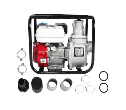 Motopompa Professionale Autodescante 2.5" Pollici 7,5hp a scoppio 4 tempi 1000 L/minuto Completa di Telaio, Pompa Acqua fino a 30m Altezza Massima Acqua, Aspira fino a 8m, Motore a Scoppio