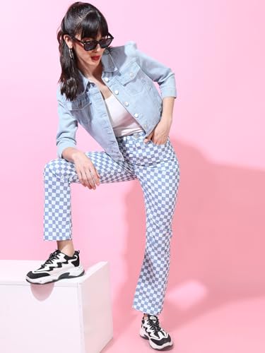 Image of Tokyo Talkies Women's Slim Fit Cropped Jeans | Stretchable Mid-Rise Jeans Pant