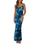 PRETTYGARDEN Women's 2026 Spring Floral Spaghetti Strap Maxi Dress Stretch Sexy Bodycon Dress Bac...