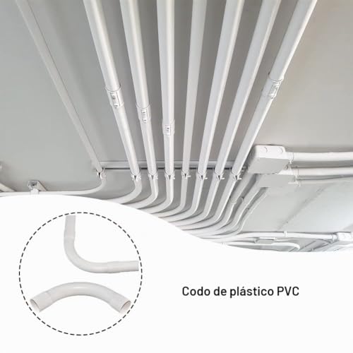 Miniatura 4 de Codo De Tubo,Tubo Redondo Rígido Del Pvc,Conectores De 106 Grados De Tubería,Tubo De Conducto De Plástico Cable Canal Instalación Para Canal Exterior Y Interior Casa Sótano Techo Montaje,10 Pcs,16mm