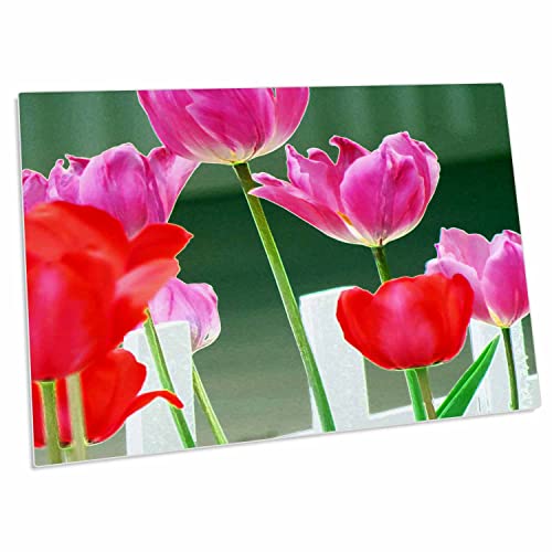 3dRose Desk Pad con tulipanes rojos y rosas cerca de cerca blanca miniatura 1