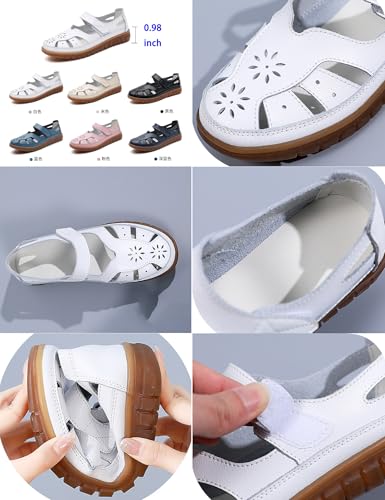 Women's Closed Toe Leather Sandals,Summer Comfort Non-slip Oxford Orthopedic Ankle Strap Casual Dress Mary Jane Shoes2