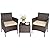 FDW Outdoor Patio Furniture Set?3 Pieces Wicker Bistro Set Outdoor Patio Set Rattan Chair Conversation Sets Patio Sofa Wicker Table Set for Yard Backyard Lawn Porch Poolside Balcony (Khaki)