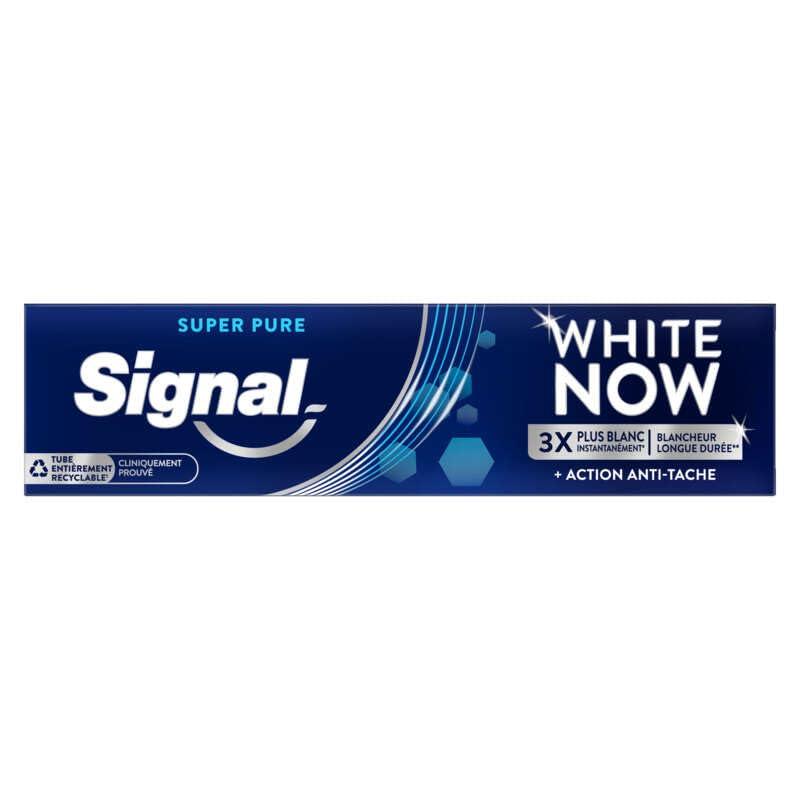 Dentifrice Signal White Now Super Pure 75ml l'allié d'un sourire éclatant avant vos rendez-vous