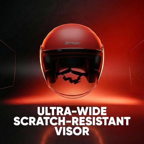 Image of Xtrac Ace Open Face Light Weight Helmet for Men & Women | ISI Certified | Red | L