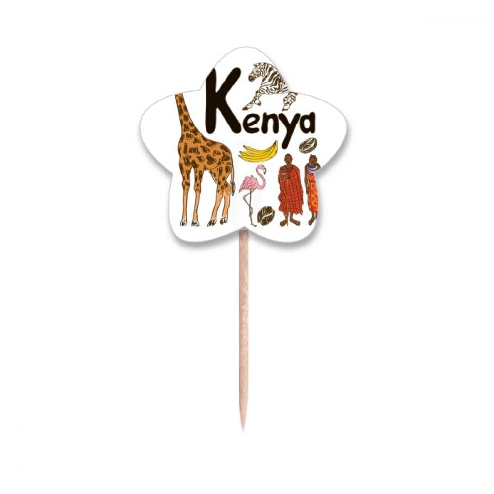 Cure-dents Kenya pour étiquettes cupcakes et décoration de fête à thème