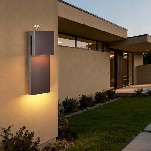 Image of Tarentlight 15IN Outdoor Wall Sconce Fixture,Dusk to Dawn Patio Lights,Waterproof Exterior Lamp,Modern Wall Mounted with 17W 3000K LED, Bronze Finish,Outside Lights for House Front Door Entryway