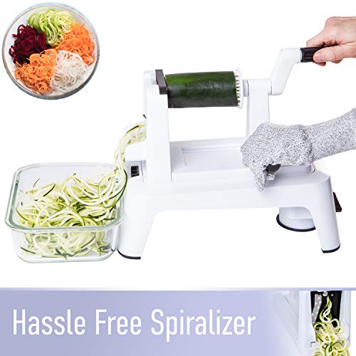 Vegetable Spiralizer Vegetable Slicer - Zucchini Spaghetti Maker Zoodle Maker - Veggie Noodle Maker with Container