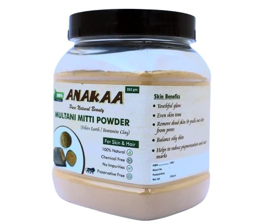 Multani mutti - ANAKAA Organic Multani Mitti Powder, 350g, Natural Fuller's Earth Clay for Skin and Hair 3