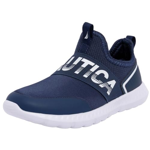 Nautica Kids Sneakers Slip-On Running Athletic Fashion Shoes for Boys and Girls Size for Little Kids and Big Kids-Alois Sport, Ocean Blue White, Size 4