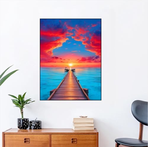 Sunset Diamond Art Kits for Adults, 5D DIY Diamond Painting Kits for Beginners, Sunset Diamond Dots Kits Gem Arts Crafts for Home Wall Decor 12x16in — view 4