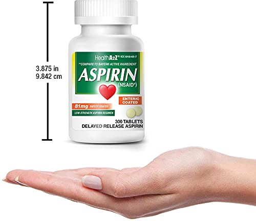 Healtha2Z Aspirin 81Mg (300 Tablets), Low Strength, Enteric Coated #TOP7