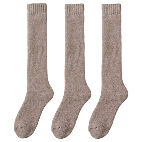 3 Pairs Men Thick Warm Knee High Socks Calf Casual Terry Fashion Stockings Hosiery