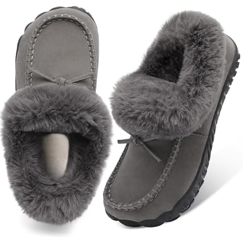 BARERUN Womens Moccasin Fuzzy Water Resistant Slippers Size 8.5 Cover