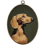 Mcehtle Vintage Dachshund Wall Art Decor, Moody Rustic Dog Lover Gift Framed Canvas Prints 8.6x11.4, Countryside Cottagecore Decor for Farmhouse Cabin Gallery Wall Hanging Artwork Decorations