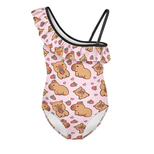 Girls One Piece Swimsuit Ruffled Halter Bathing Suit with Adjustable Strap Beach Sport Swimwear for 3-14 Years