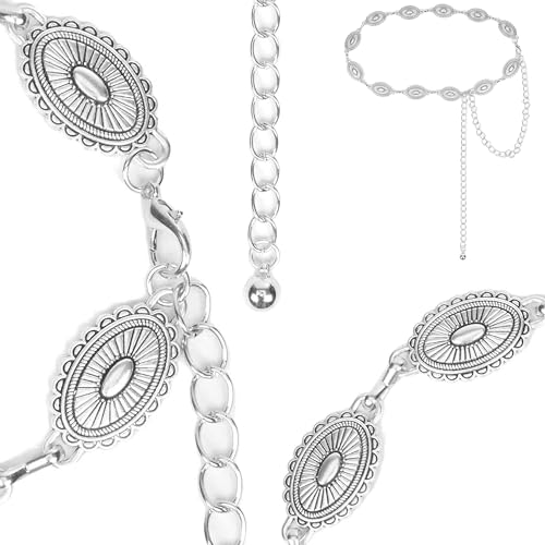 Western Conch Waist Chain Punk Boho Metal Country Belt for Women Girl Dress3