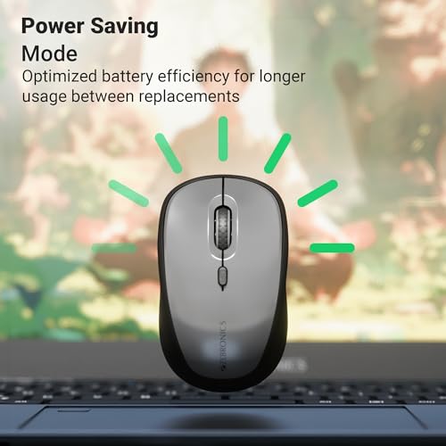 Image of Zebronics Wireless Mouse, Dual Mode 2.4GHz + BT, Upto 1600 DPI, 4 Buttons, USB Nano Receiver, Silent Operation, Ergonomic Design (Pulse 100, Black + Grey)