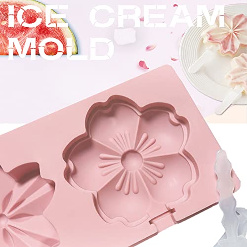 Cuaibb Popsicles Molds, Silicone Popsicle Molds Reusable Ice Pop Mold, Popsicle Molds Silicone Bpa Free, Easy Release Ice Cream Tray Cakesicles Diy Sakura Molds (Cherry Blossom) #TOP2