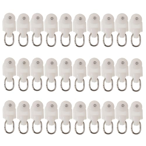 HLGHLG 30PCS Quick Snap Curtain Pulley Sliders - Universal Ceiling Rail Track Wheels for Smooth & Quiet Curtains in Living Rooms, Bedrooms, Showers​
