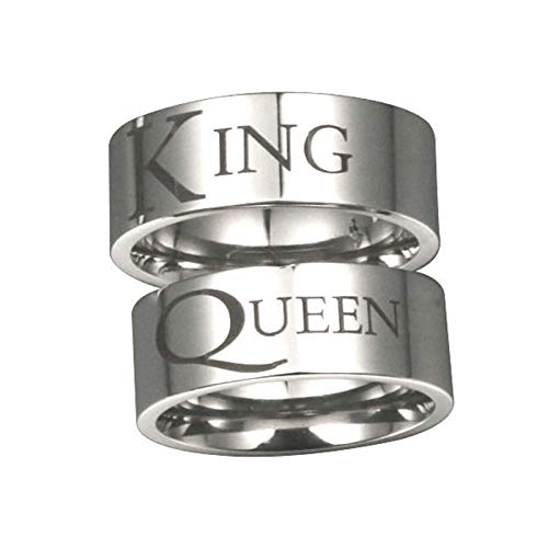 Bague couple acier anti-noircissement King Queen alliance hypoallergénique