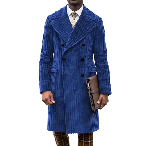 Men's Corduroy Suit Blazer Jacket Sport Double Breasted Suits for Men Velvet Coat Long Casual Work Wear