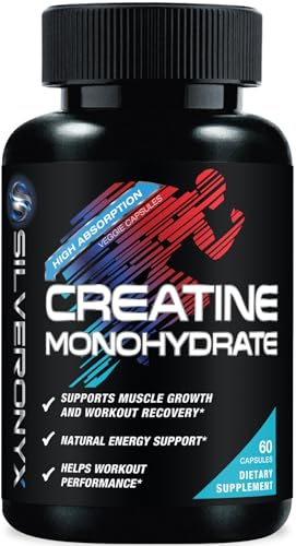 Creatine Monohydrate Capsules 3000mg - Micronized Creatine Nutritional Supplement - Lean Muscle Growth, Workout Performance, Energy & Endurance Support - 750mg per High Absorption Capsule - 60 Count