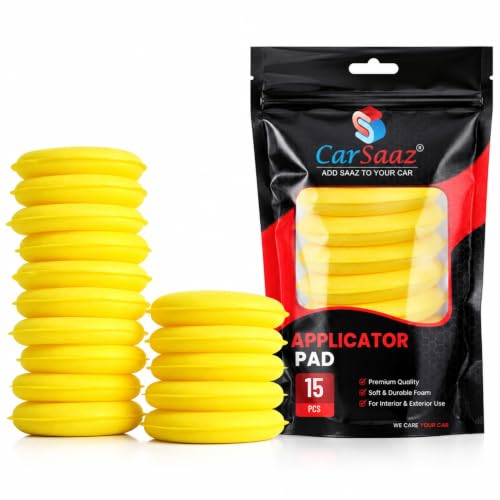 Image of CAR SAAZ Car Polish Applicator Sponge | Foam Applicator | Durable & Washable | Ultra-Soft Applicator Sponge (Pack of 15 Pcs)
