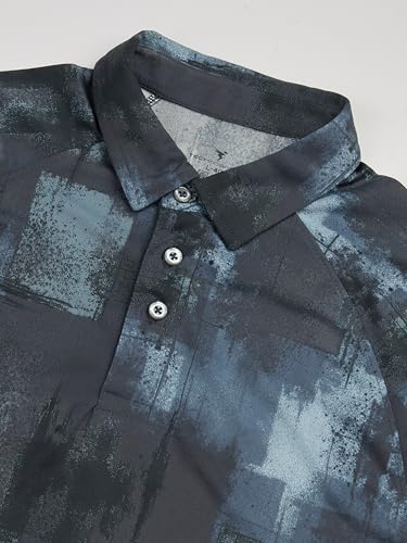 Image of TECHNOSPORT Mens Slim Fit All Over Print Half Sleeve Polo T-Shirt with UPF50+, Quick Dry for Regular Use
