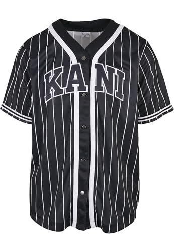 Karl Kani Herren KM221-115-1 Serif Pinstripe Baseball Shirt Black, S