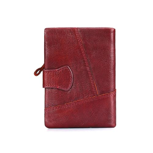 Womens wallet Small Genuine Leather Women Wallet | Hasp Zipper Design | Compact Coin Purse & ID Card Holder(Red)3
